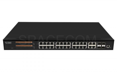 SPACECOM 24-Port Gigabit Managed PoE Switch with 4 SFP Slots